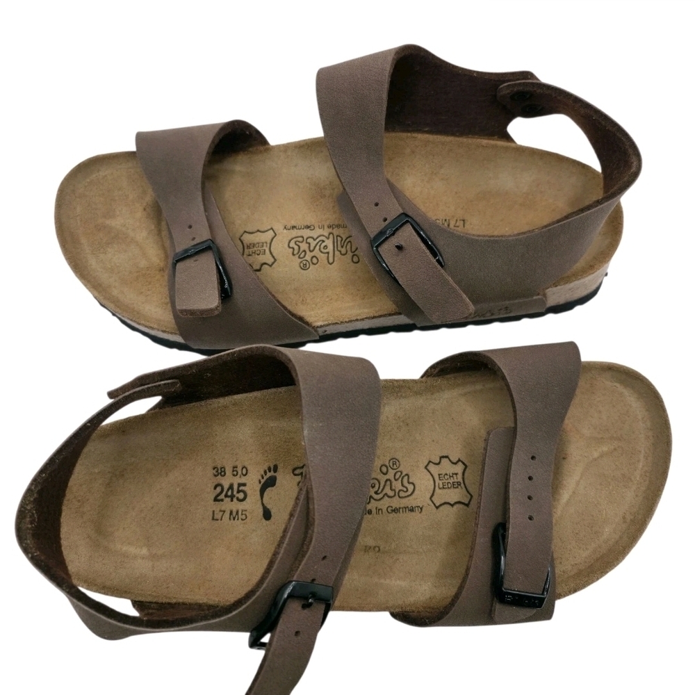 Vintage Birkenstock Birkis Montego Clog Sandal Brown Strap Boho - Picture 2 of 5